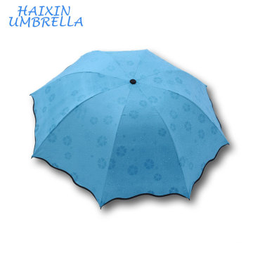 Cadeau de mode UV interne protecteur noir colle minuscule 3 pliage parapluie publicitaire